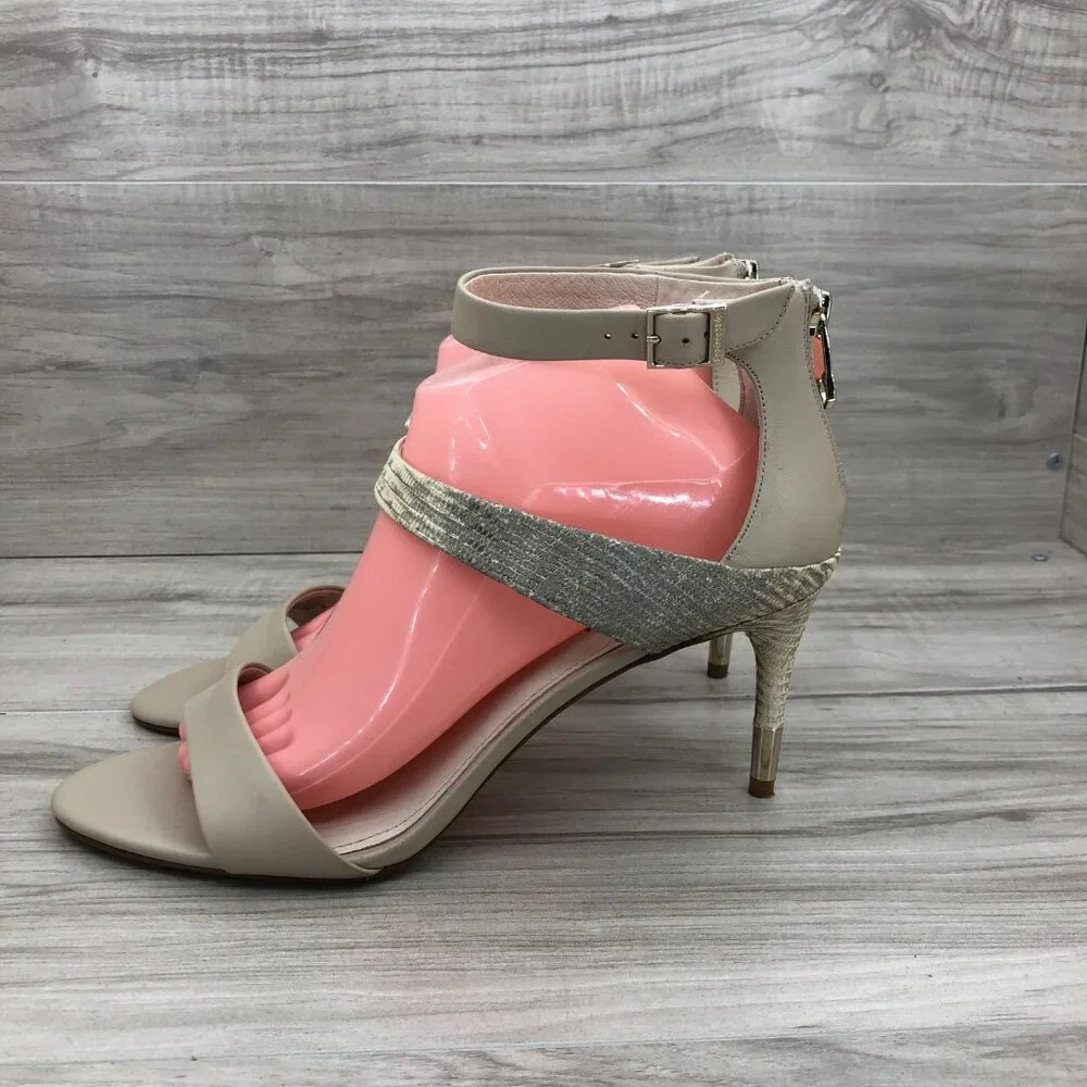 Louise et Cie Heel Sandals Women's 10 M Leather Ankle Strap Open Toe Buckle and